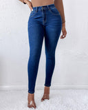 Denim Pocket Design Skinny Jeans