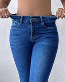 Denim Pocket Design Skinny Jeans