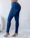 Denim Pocket Design Skinny Jeans