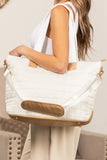 White Quilted Patchwork Large Tote Bag and Clutch 2pcs Set