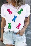 White Easter Bunny Chenille Patch Graphic Plus Size Tee
