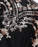 Glitter One Shoulder Long Sleeve Bodycon Dress Sheer Mesh Patchwork Ruched Mini Dress