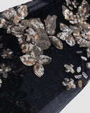 Glitter One Shoulder Long Sleeve Bodycon Dress Sheer Mesh Patchwork Ruched Mini Dress