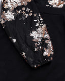 Glitter One Shoulder Long Sleeve Bodycon Dress Sheer Mesh Patchwork Ruched Mini Dress