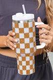 Ginger Full Rhinestone Checkerboard Handled Tumbler 40oz