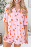 Pink Stars Short Sleeve Shirt and Shorts Bamboo Pajama Set