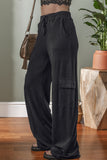 Carbon Grey Cargo Pockets Drawstring Sweatpants