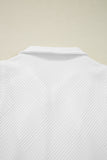 White Textured Half Zip Tank Top Drawstring Shorts Set
