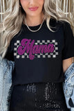 Black Rhinestone Mama Letter Graphic T Shirt