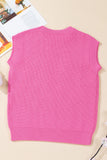 Bright Pink Western Horse Embroidered Round Neck Sweater Tee