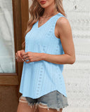 V Neck Sleeveless Thick Strap Hollow out Knit Tank Casual Top