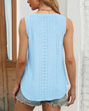 V Neck Sleeveless Thick Strap Hollow out Knit Tank Casual Top