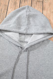 Light Grey Fleece Lined Kangaroo Pocket Drawstring Chunky Hoodie