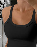 3 Pieces Scoop Neck Spaghetti Strap Ribbed Top Casual Sleeveless Slim Fit Tank