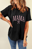 Black MAMA Bow Embroidered Crewneck Tee