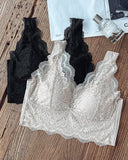 2 Pack Lace Scallop Trim Lace Bralette V Neck Camisoles