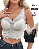 2 Pack Lace Scallop Trim Lace Bralette V Neck Camisoles