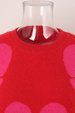 Fiery Red Valentine Bowknot Knitted Round Neck Fashion Sweater