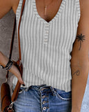 V Neck Sleeveless Ribbed Tank Top