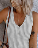 V Neck Sleeveless Ribbed Tank Top