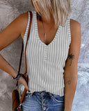 V Neck Sleeveless Ribbed Tank Top