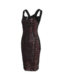 Sequin Patch Rhinestone Decor Bodycon Party Dress