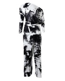 Tie Dye Print Cold Shoulder Slit Wide Leg Jumpsuit