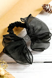 Black Rhinestone Mesh Bow Elastic Hair Scrunchie