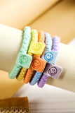 Pink 5Pcs Smile Face Tab Braided Hair Tie Set