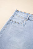 Beau Blue Folded Edge High Waist Plus Size Denim Shorts