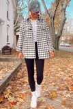 Black Plaid Print Chest Pockets Buttoned Tunic Shacket