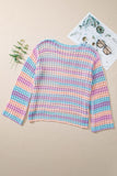 Purple Multi Stripe Open Knit Sweater Beach Cover Up