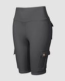 Tummy Control Butt Lifting Active Shorts High Waist Flap Pocket Workout Bermuda Cargo Running Shorts