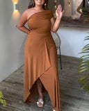 Muti Functional Asymmetrical Neck Sleeveless Maxi Dress Elegant Dress