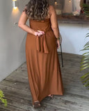 Muti Functional Asymmetrical Neck Sleeveless Maxi Dress Elegant Dress