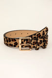 Camel Western Leopard Print PU Leather Wide Waist Belt