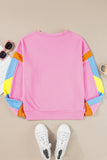 Pink Rugby Football Patchwork Color Block Game Day T Shirt