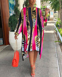 Baroque Leopard Print Long Sleeve Dress