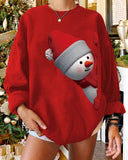 Christmas Snowman Print Long Sleeve Sweatshirt