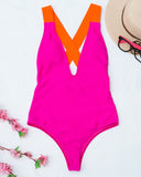 Plunge Crisscross Backless One Piece Swimsuit