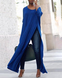 Stylish Solid High Slit Casual T Shirt