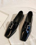 Buckled Square Toe Chunky Loafers