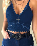 Lace  Hollow Out Spaghetti Strap Top