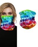 Tie Dye Grid Print Breathable Colorblock Face Bandana Magic Scarf Headwrap Balaclava