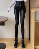 Buttoned Eyelet Lace up Skinny Pants