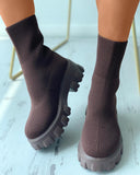 Wide Fit High Top Flatform Sock Sneakers