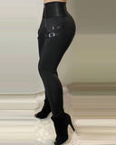 Zipper Design High Waist Skinny Pants