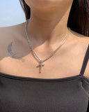1PCS Cross Pattern Studded Necklace