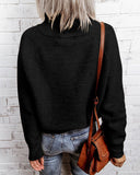 Zipper Design Long Sleeve High Neck Knit Sweater