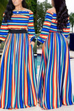 fashion casual striped printing skirts set